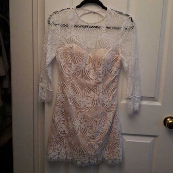 bebe Dresses & Skirts - Bebe white open back lace dress